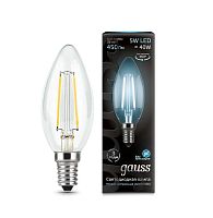 Лампа светодиодная филаментная Black Filament 5Вт свеча 4100К E14 | Код. 103801205 | Gauss